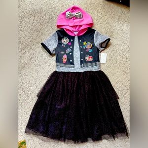 NWT L.O.L Surprise! Girls Hooded Tutu Dress. Sz 10/12